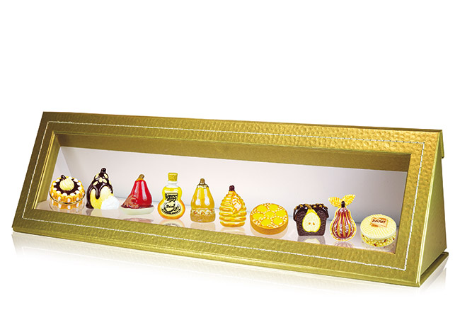 coffret triangle or collection la poire fruit des rois Alcara