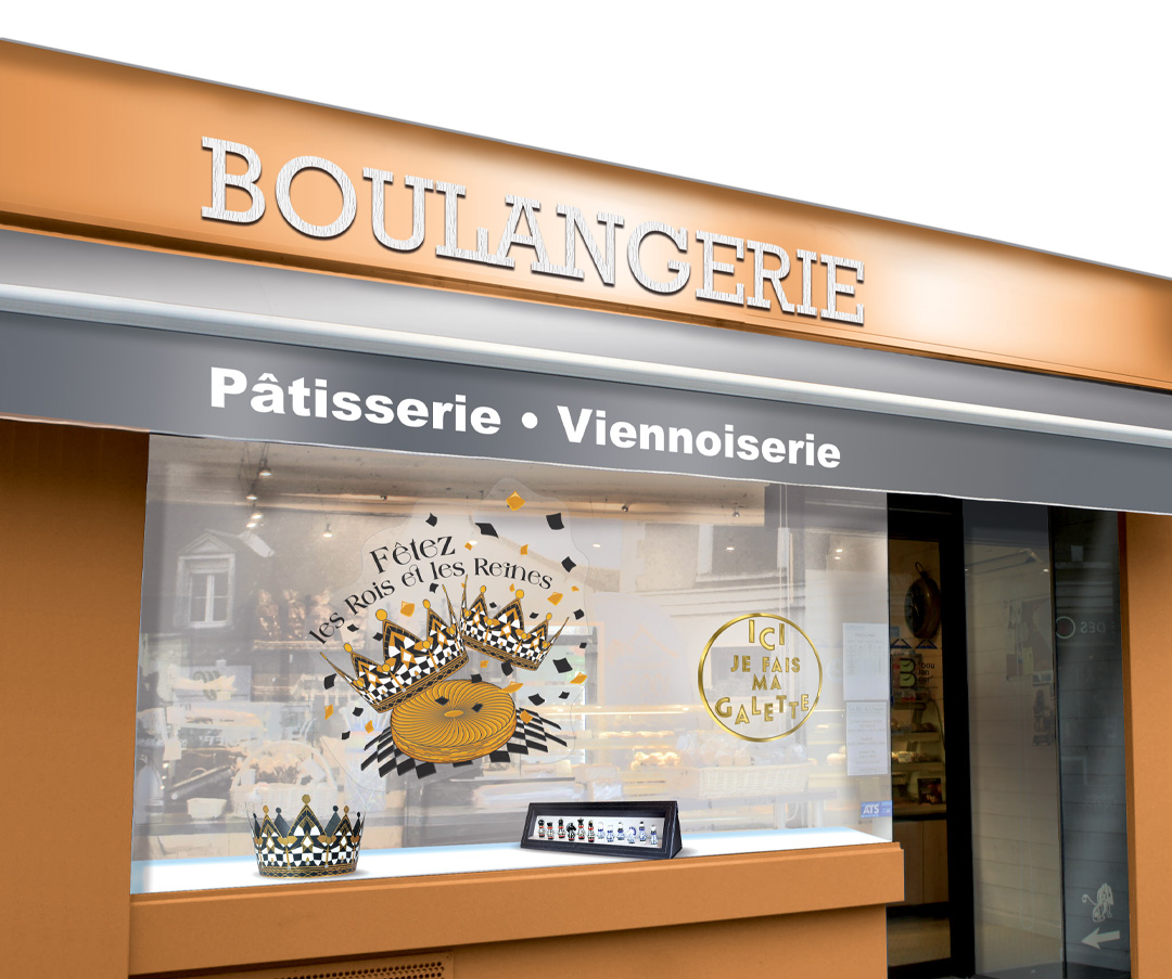 decoration royaume magasin boulangerie pour l epiphanie 2025 avec alcara